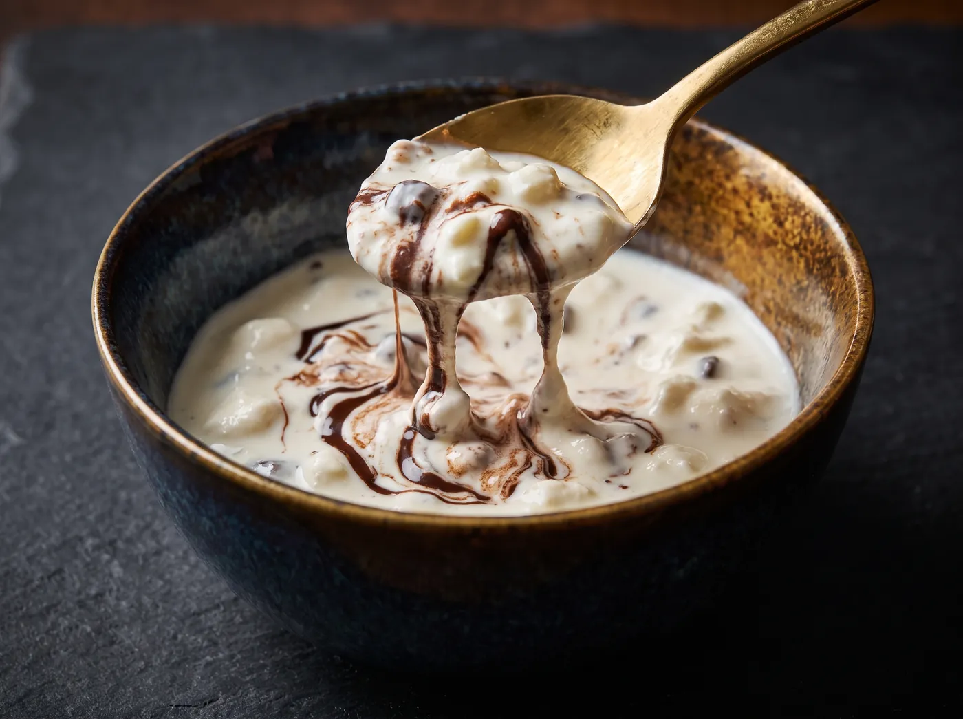 Stracciatella cremosa in primo piano